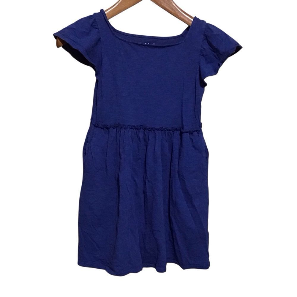 Cat & Jack Blue Pleated Sundress with Flutter Cap Sleeves M 7/8